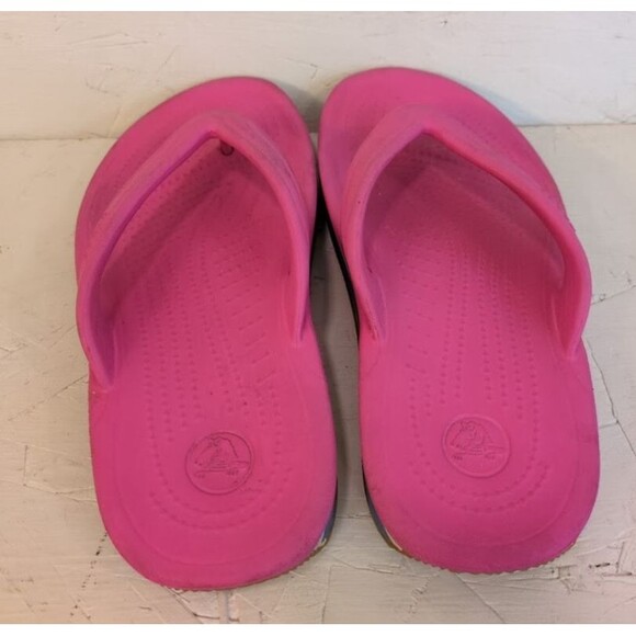 Crocs Pink Shoe Girls Slip On Flip Flops Sandals Thong Size J 1 Girls Summer - Picture 4 of 8